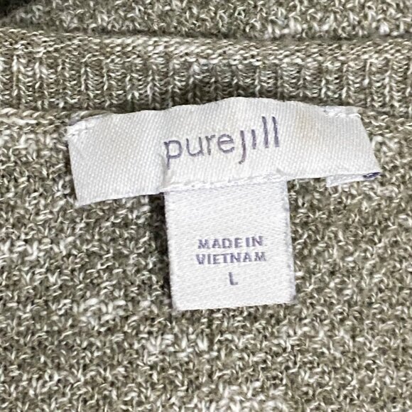 Pure Jill Knit Shift Dress L Green Lagenlook Layering Earthy Goblincore Peasant - Picture 4 of 6